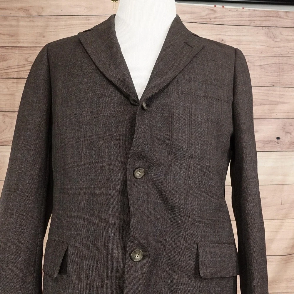 Vintage Brooks Brothers Blazer Mens 39R? Brown Check Sport Coat Jacket